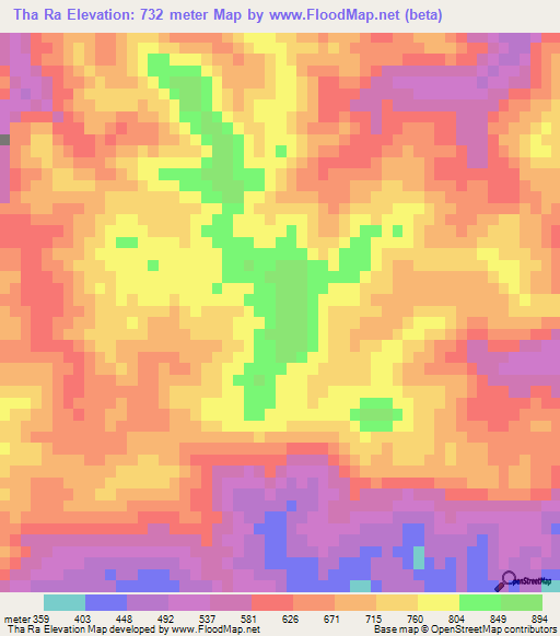 Tha Ra,Vietnam Elevation Map