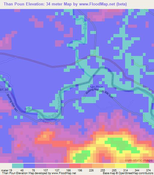 Than Poun,Vietnam Elevation Map