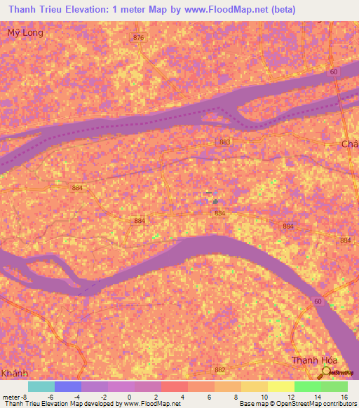 Thanh Trieu,Vietnam Elevation Map