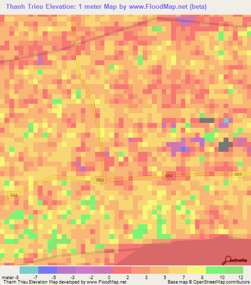 Thanh Trieu,Vietnam Elevation Map