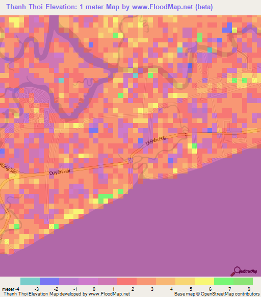 Thanh Thoi,Vietnam Elevation Map