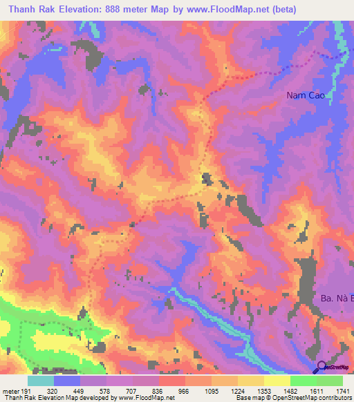 Thanh Rak,Vietnam Elevation Map