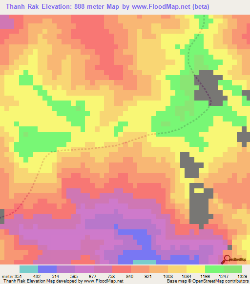 Thanh Rak,Vietnam Elevation Map