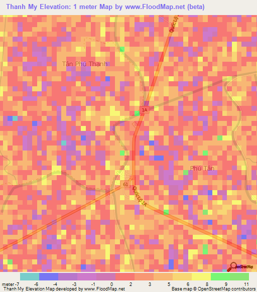 Thanh My,Vietnam Elevation Map