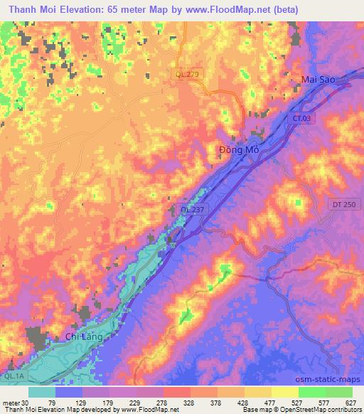 Thanh Moi,Vietnam Elevation Map