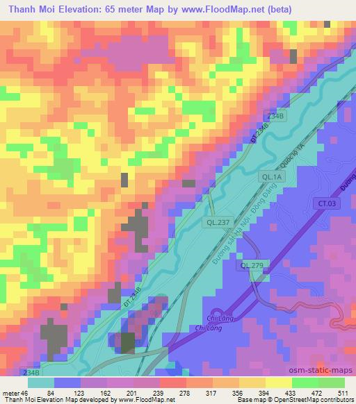 Thanh Moi,Vietnam Elevation Map