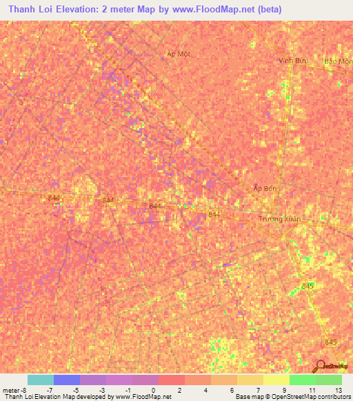 Thanh Loi,Vietnam Elevation Map