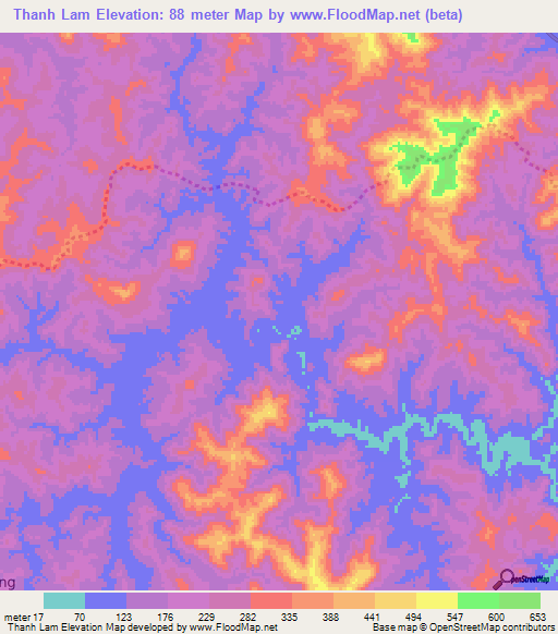 Thanh Lam,Vietnam Elevation Map