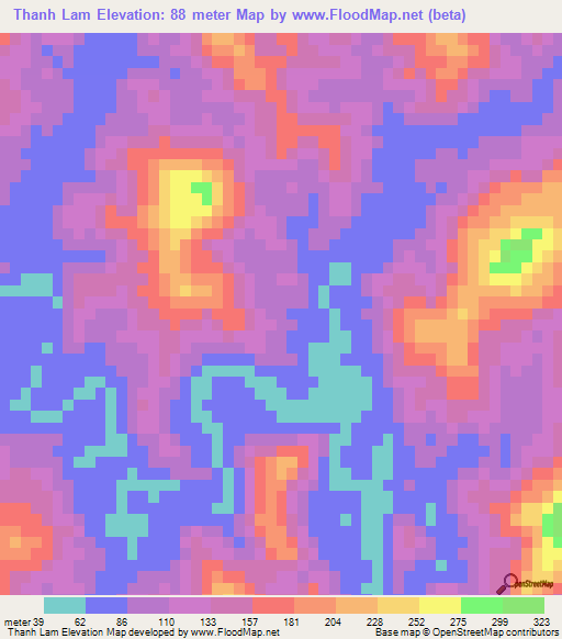 Thanh Lam,Vietnam Elevation Map