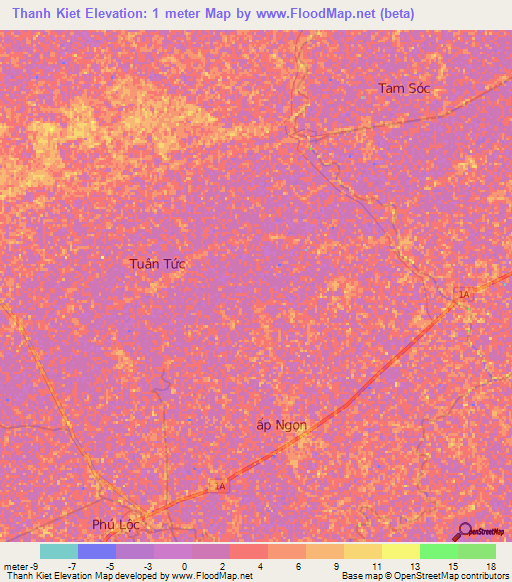 Thanh Kiet,Vietnam Elevation Map