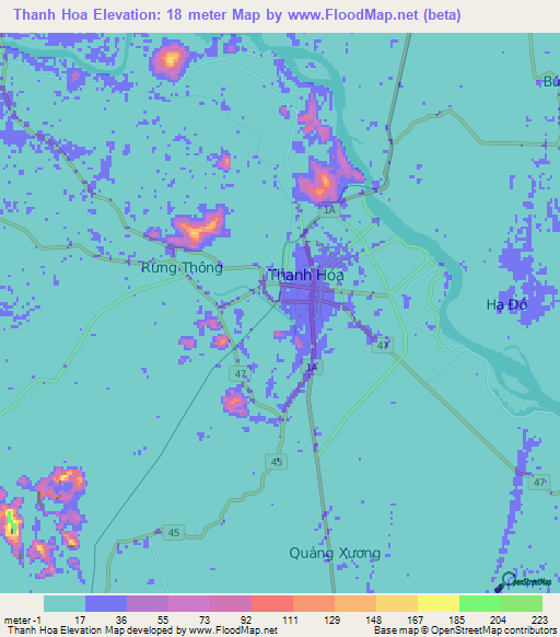 Thanh Hoa,Vietnam Elevation Map