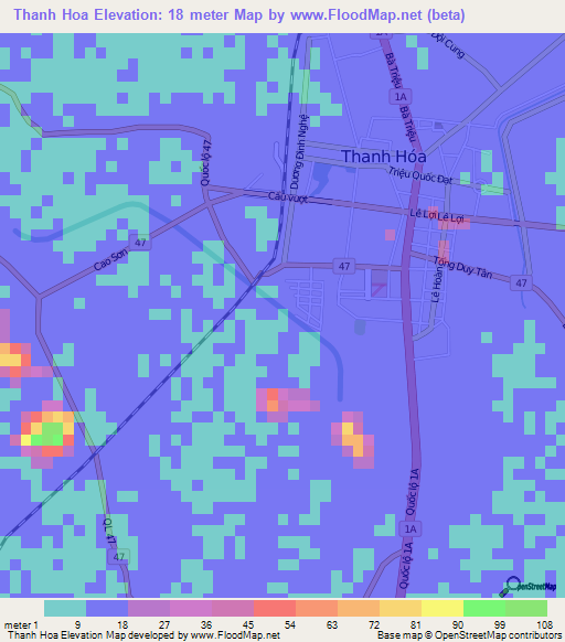 Thanh Hoa,Vietnam Elevation Map