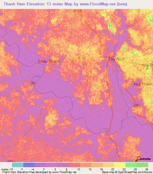 Thanh Ham,Vietnam Elevation Map