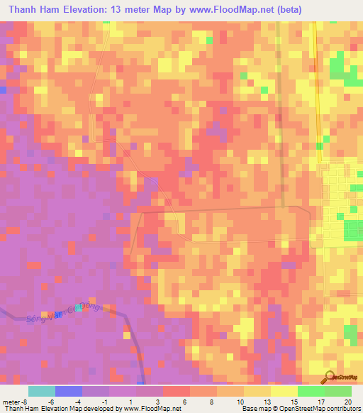 Thanh Ham,Vietnam Elevation Map