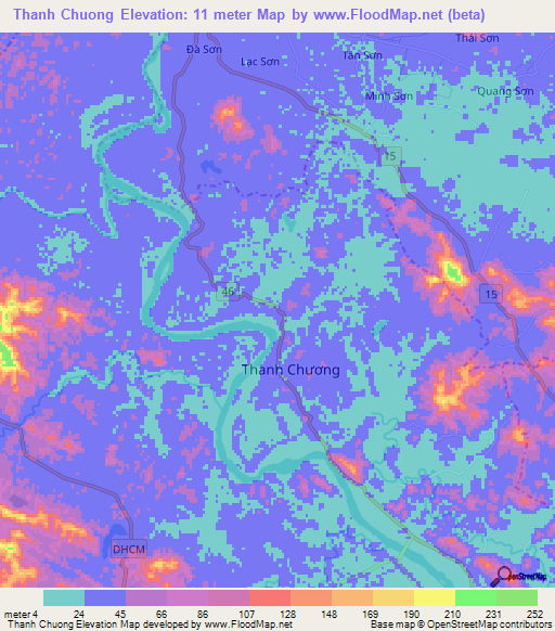 Thanh Chuong,Vietnam Elevation Map