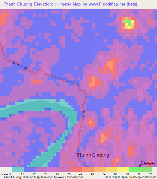 Thanh Chuong,Vietnam Elevation Map