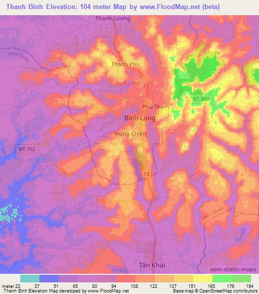 Thanh Binh,Vietnam Elevation Map