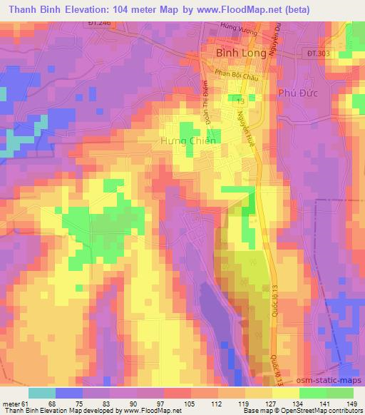 Thanh Binh,Vietnam Elevation Map