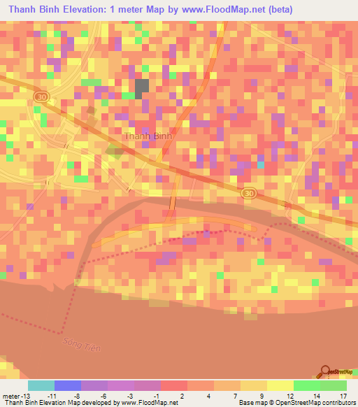 Thanh Binh,Vietnam Elevation Map