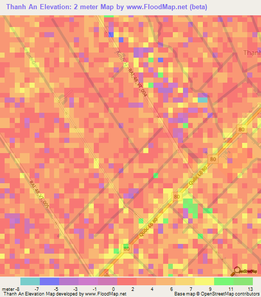 Thanh An,Vietnam Elevation Map