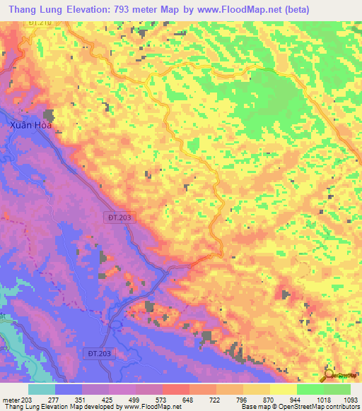 Thang Lung,Vietnam Elevation Map