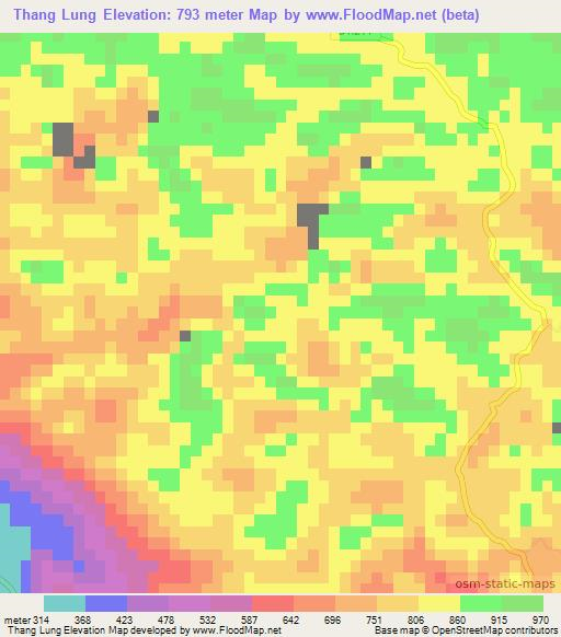 Thang Lung,Vietnam Elevation Map