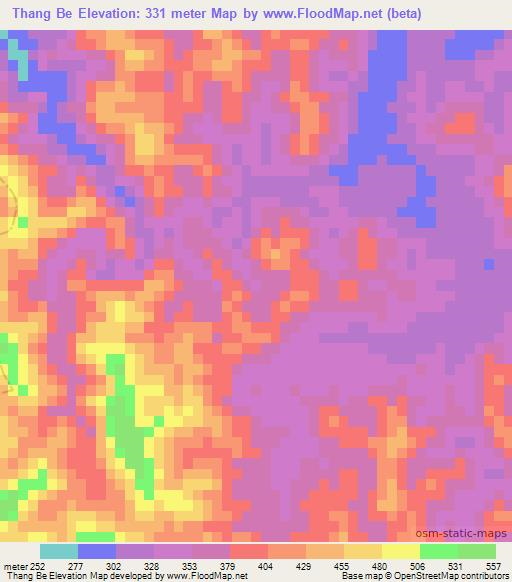 Thang Be,Vietnam Elevation Map