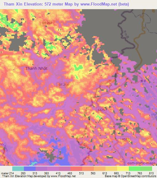 Tham Xin,Vietnam Elevation Map