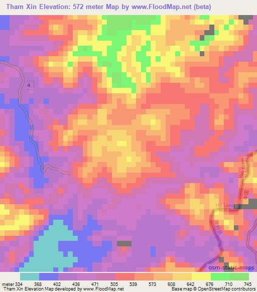 Tham Xin,Vietnam Elevation Map