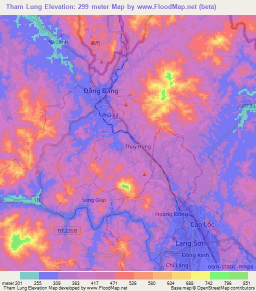 Tham Lung,Vietnam Elevation Map