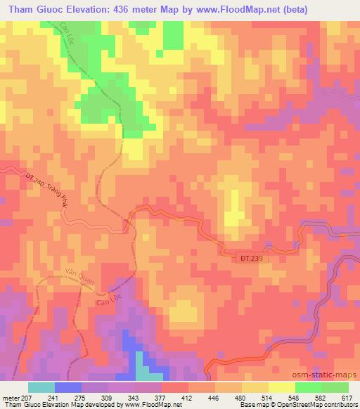 Tham Giuoc,Vietnam Elevation Map