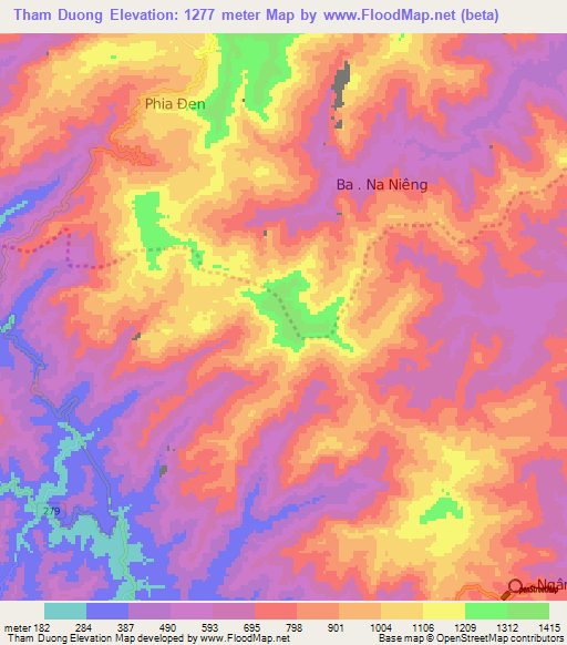 Tham Duong,Vietnam Elevation Map