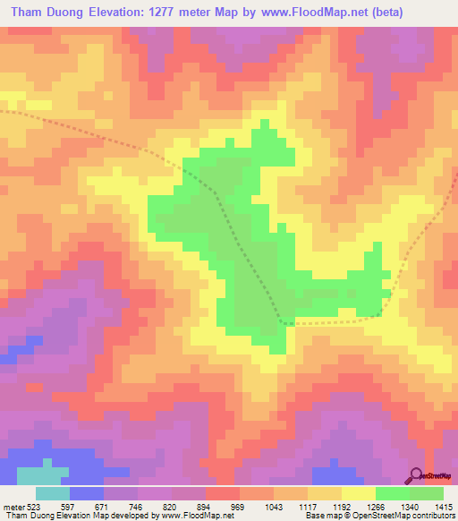 Tham Duong,Vietnam Elevation Map