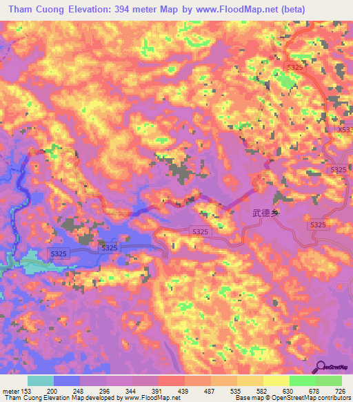 Tham Cuong,Vietnam Elevation Map