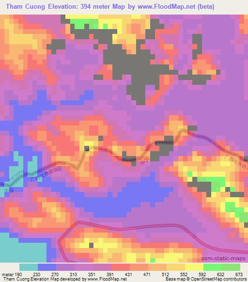 Tham Cuong,Vietnam Elevation Map