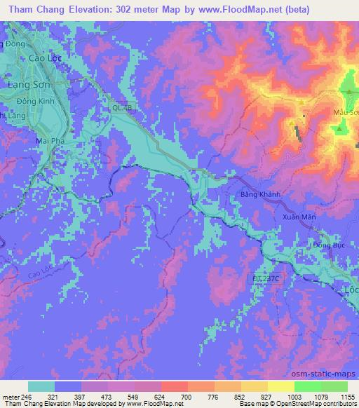 Tham Chang,Vietnam Elevation Map