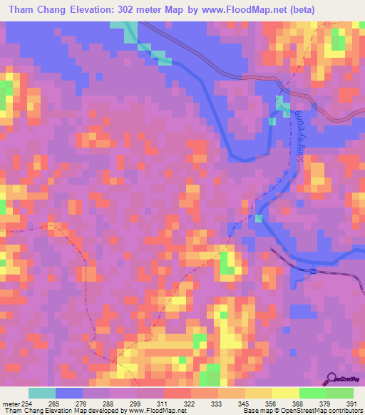 Tham Chang,Vietnam Elevation Map