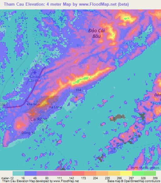 Tham Cau,Vietnam Elevation Map