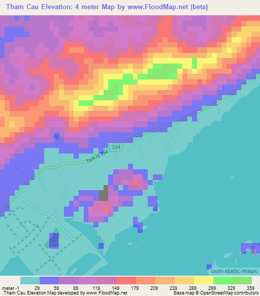 Tham Cau,Vietnam Elevation Map