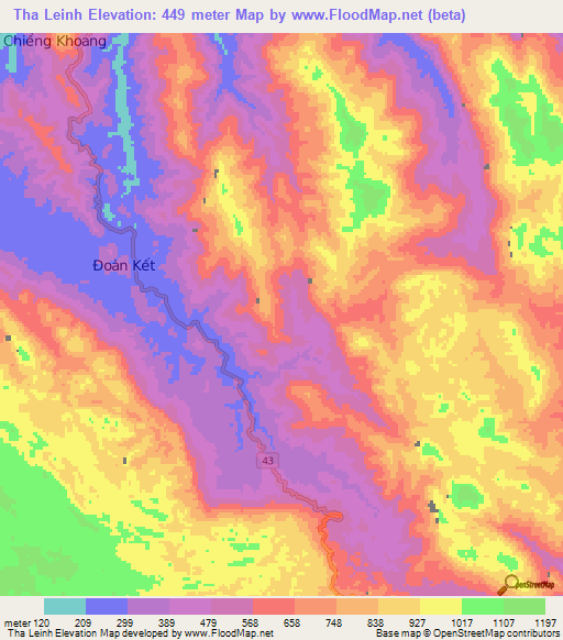 Tha Leinh,Vietnam Elevation Map