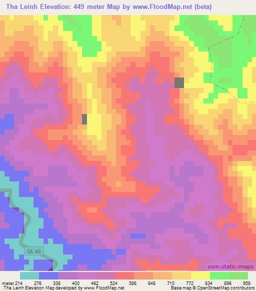 Tha Leinh,Vietnam Elevation Map