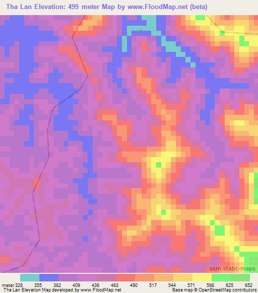 Tha Lan,Vietnam Elevation Map