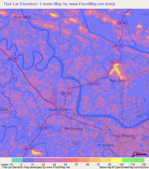 Thai Lai,Vietnam Elevation Map