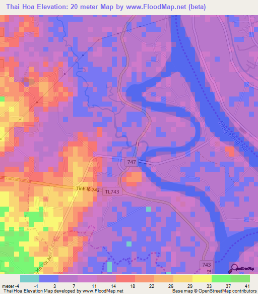 Thai Hoa,Vietnam Elevation Map