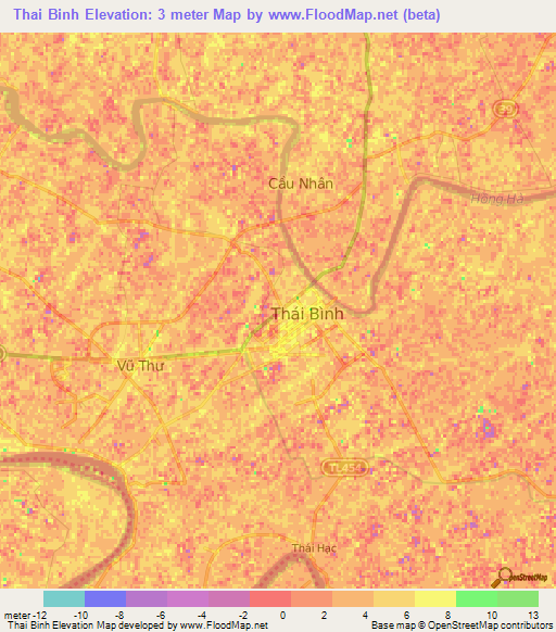 Thai Binh,Vietnam Elevation Map