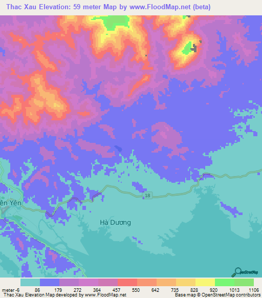 Thac Xau,Vietnam Elevation Map