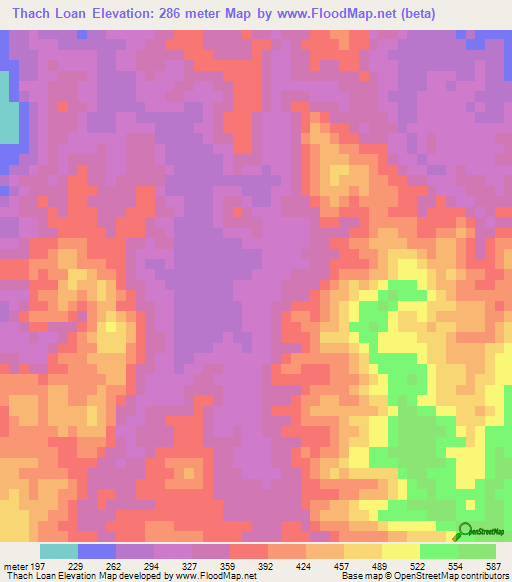 Thach Loan,Vietnam Elevation Map