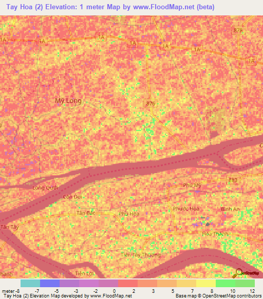 Tay Hoa (2),Vietnam Elevation Map