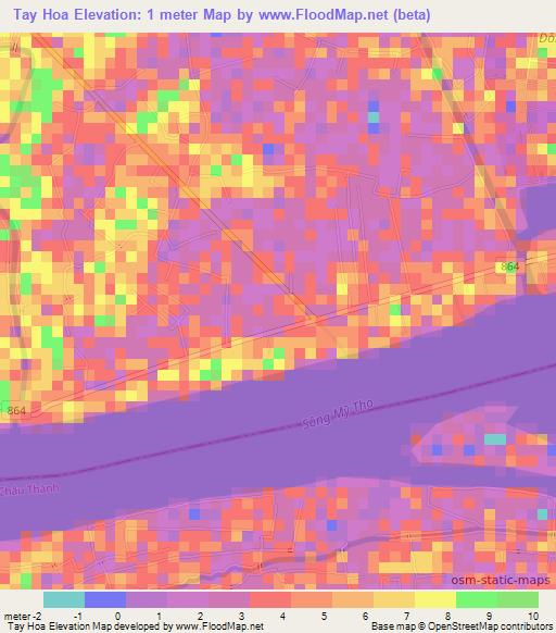 Tay Hoa,Vietnam Elevation Map