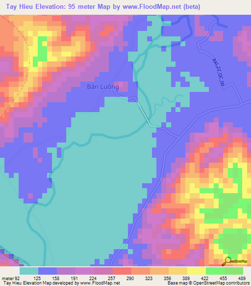 Tay Hieu,Vietnam Elevation Map